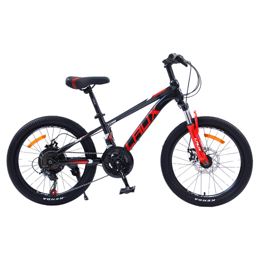 Bicicleta Para Niño Laux TZ100 21V Rodado 20 Negra y Roja