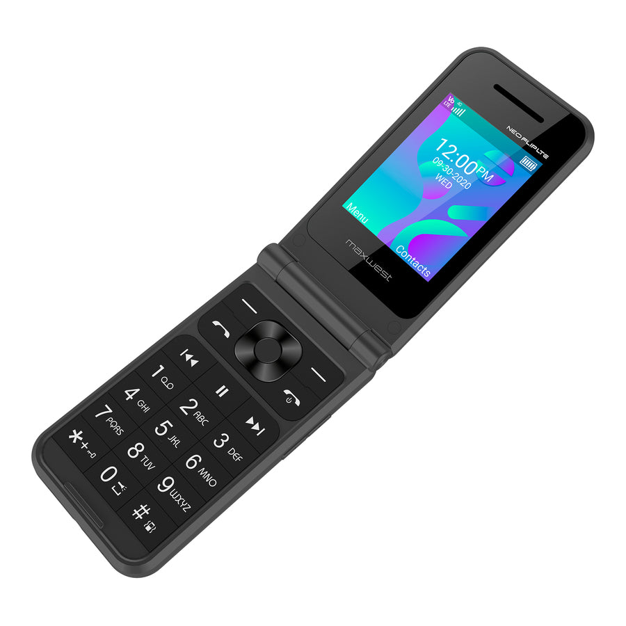 Celular Maxwest Neo Flip 2.4'' + 1.3'' 4G 64MB 128MB Negro