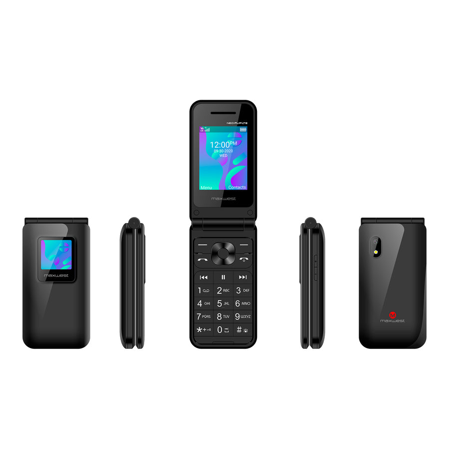 Celular Maxwest Neo Flip 2.4'' + 1.3'' 4G 64MB 128MB Negro