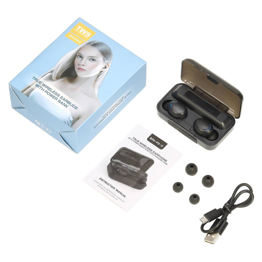 Auricular TWS Inalámbrico Con Power Bank BT BTH-F9-5 Negr