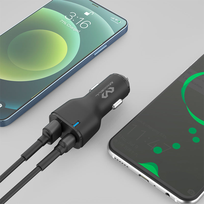 Cargador auto 12V-24V 1.5A - 2,22A USB y C FREECELL Acrílico