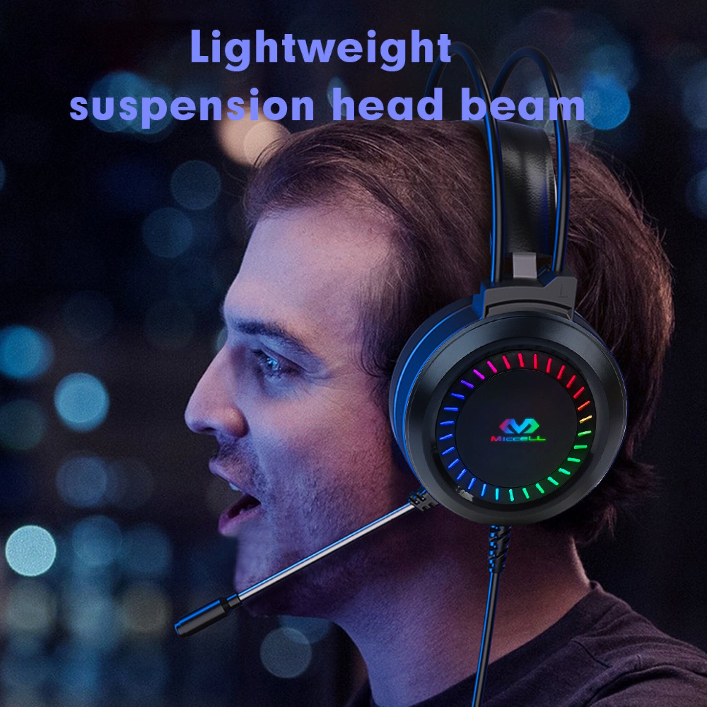 Auricular Miccell Gamer Stereo RGB 3.5 x2 + USB