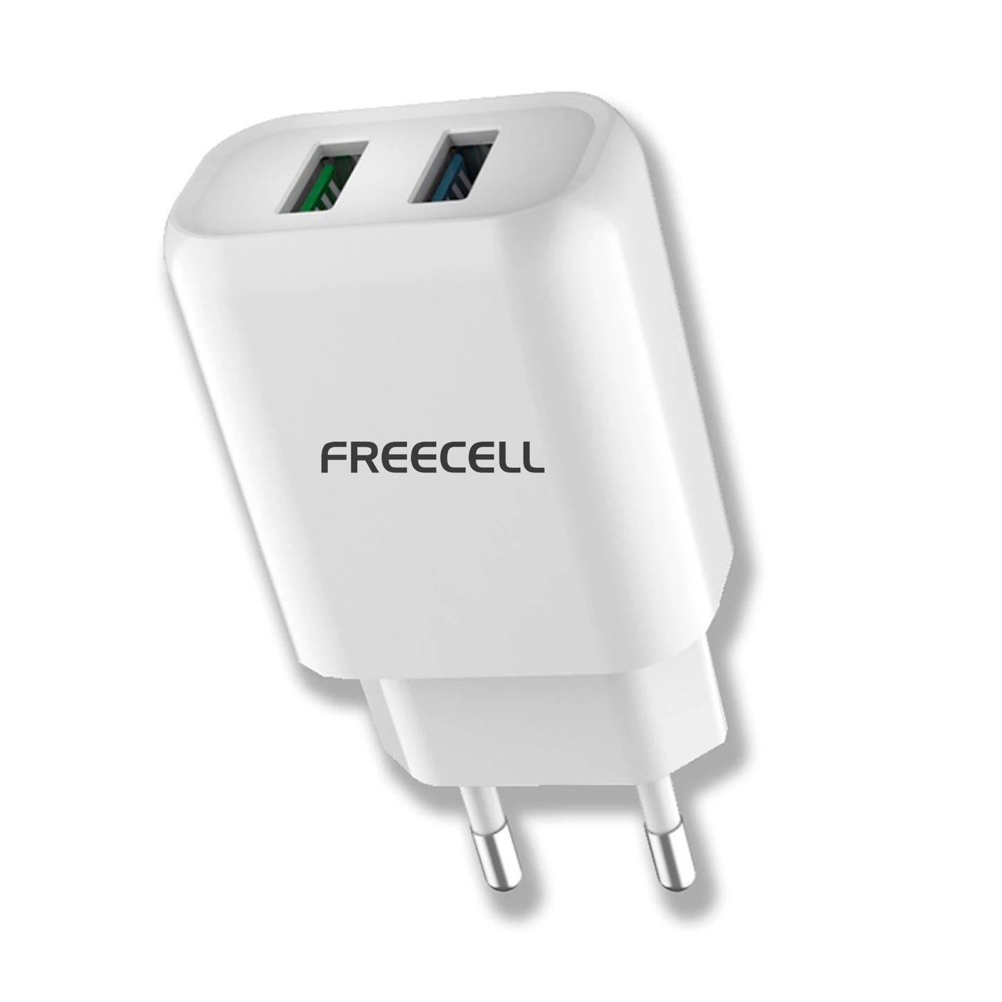 Cargador pared FREECELL 12W 5V 2 Puertos USB 2.4A
