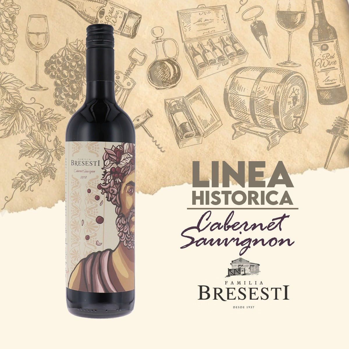 Vino Línea Histórica Bresesti Cabernet Sauvignon 750cc