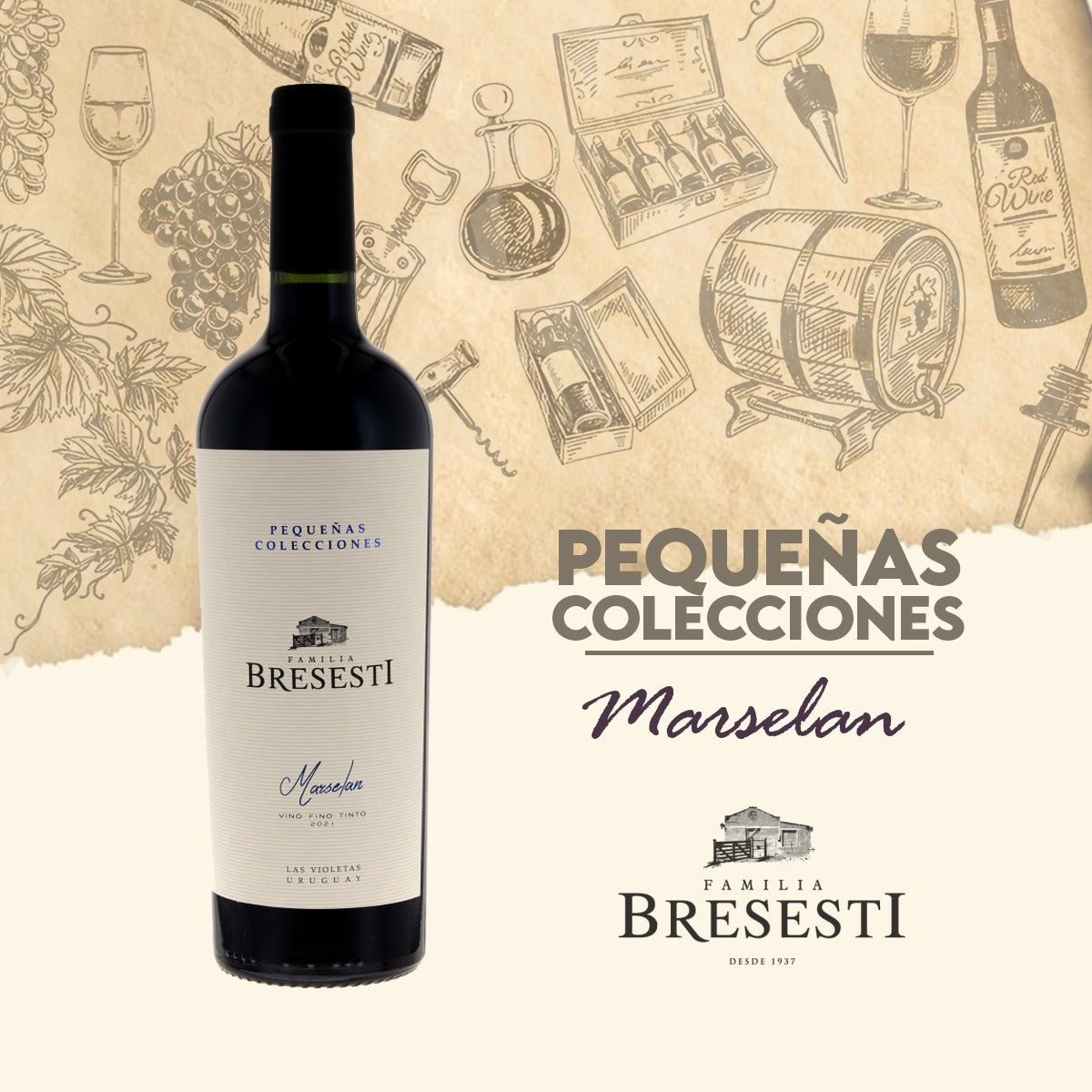 Vino Pequeñas Colecciones Bresesti Marselan 750cc