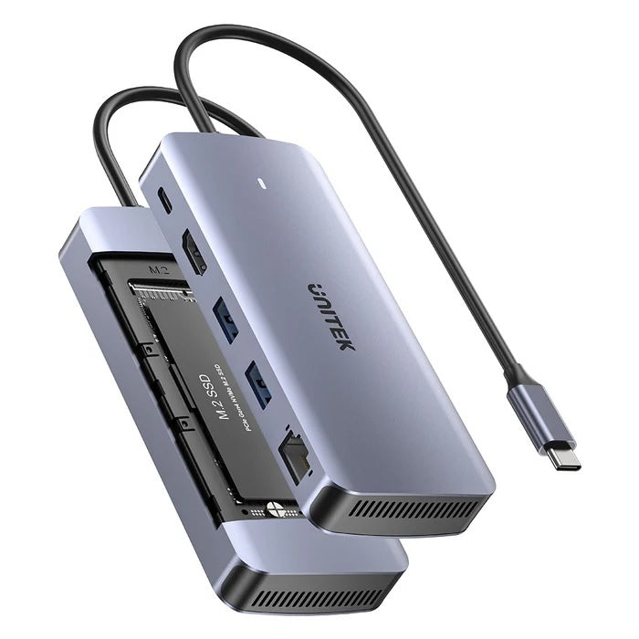 HUB USB-C Unitek 6 en 1 10Gbps con slot M.2