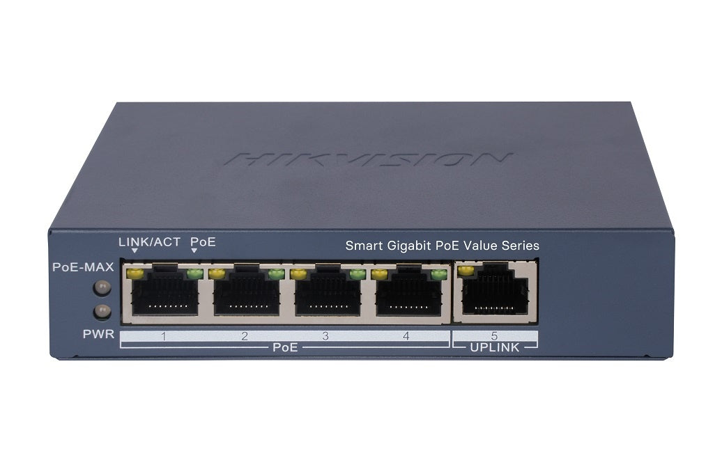 Switch PoE Hikvision Smart 4 puertos gigabit