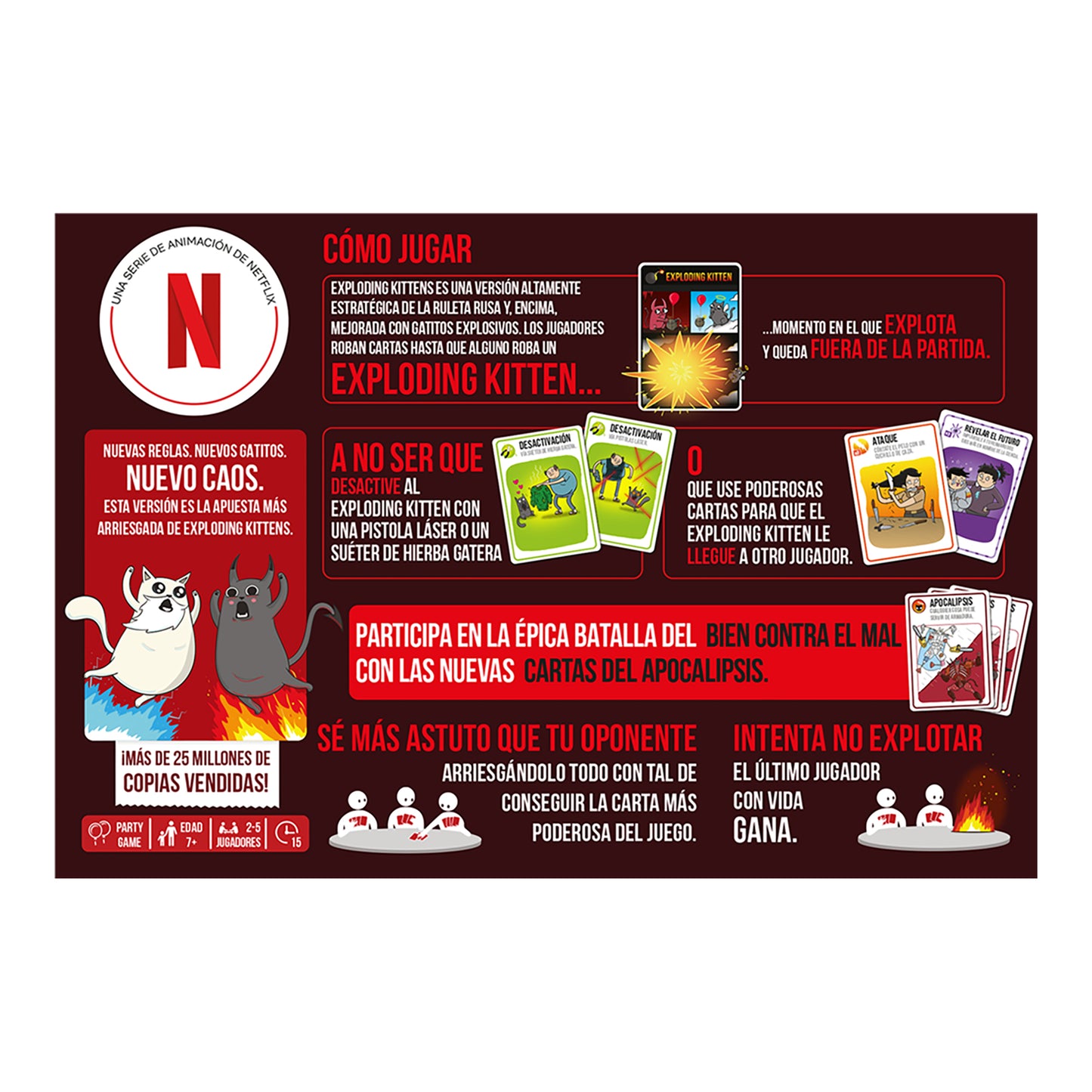 Juego De Mesa Exploding Kittens El Bien Contra El Mal +7