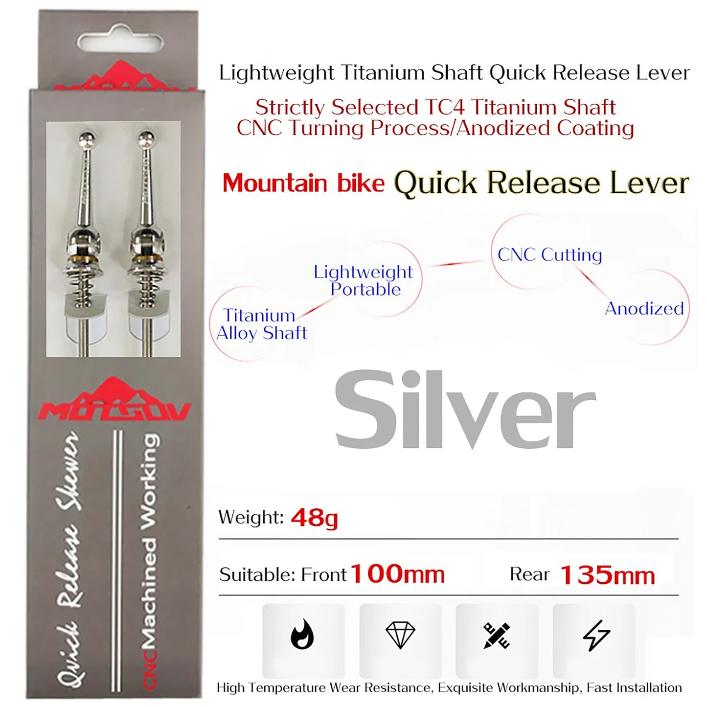 Palanca De Liberación Rápida Toopre 74mm 130mm