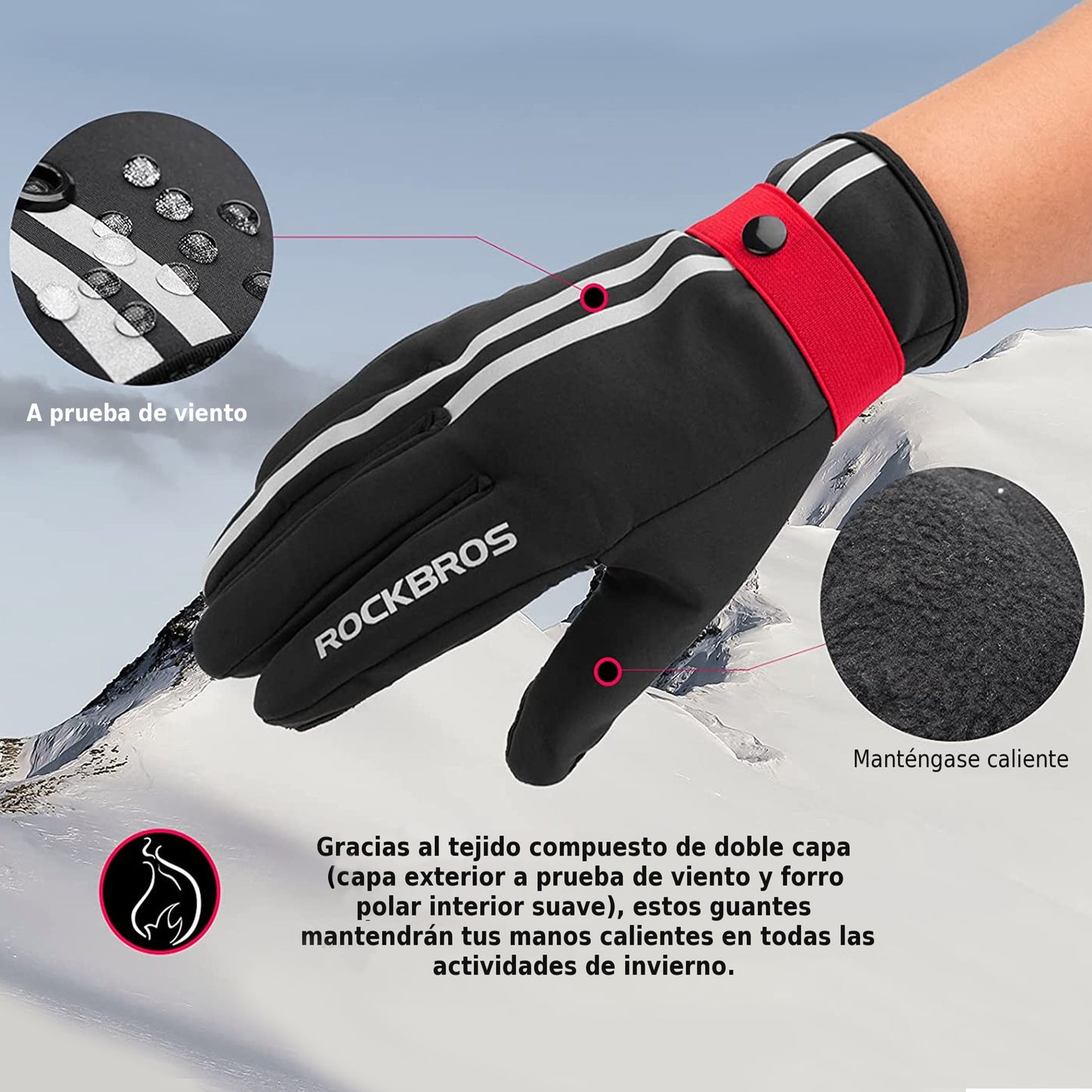 Guantes Térmicos Rockbros 16410777005 Reflectantes 2XL