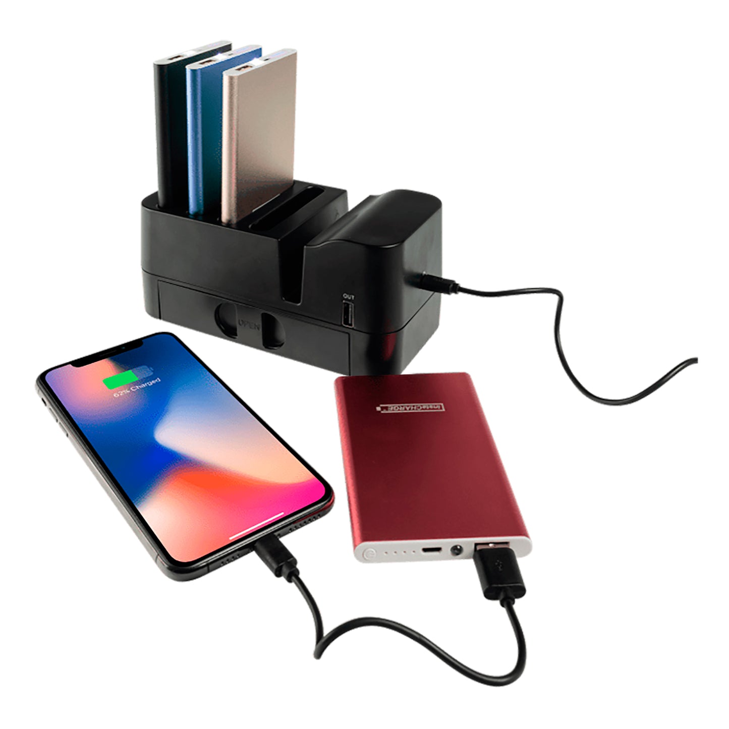 Kit 4 Powerbanks + Base De Carga Instacharge 4600mah