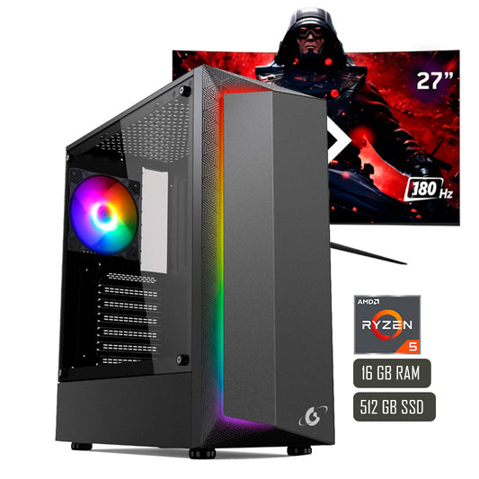 Combo Pc Gamer Ryzen 5 5600G + Monitor Gravity 27" Curvo