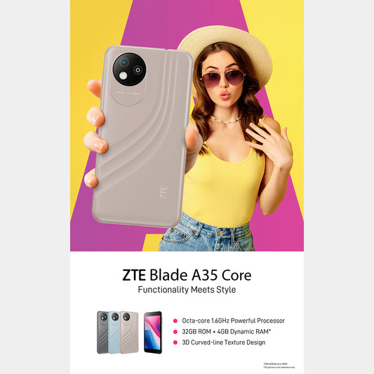 Celular ZTE Blade A35 Core 4.95'' 4G 2+2GB 32GB Azul