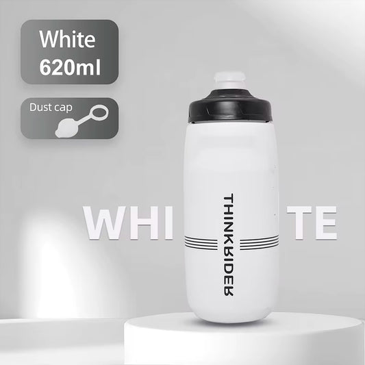 Botella Para Ciclismo Thinkrider 620ml Antideslizante Tapa Con Bloqueo Blanco
