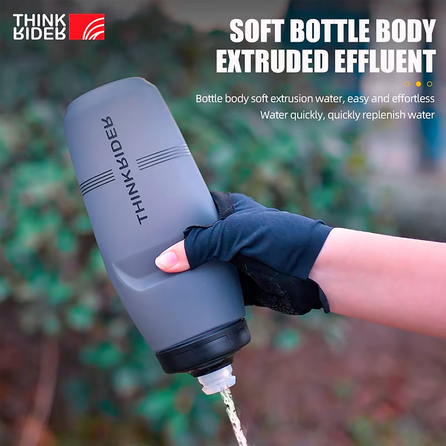Botella Para Ciclismo Thinkrider 620ml Antideslizante Tapa Con Bloqueo Verde