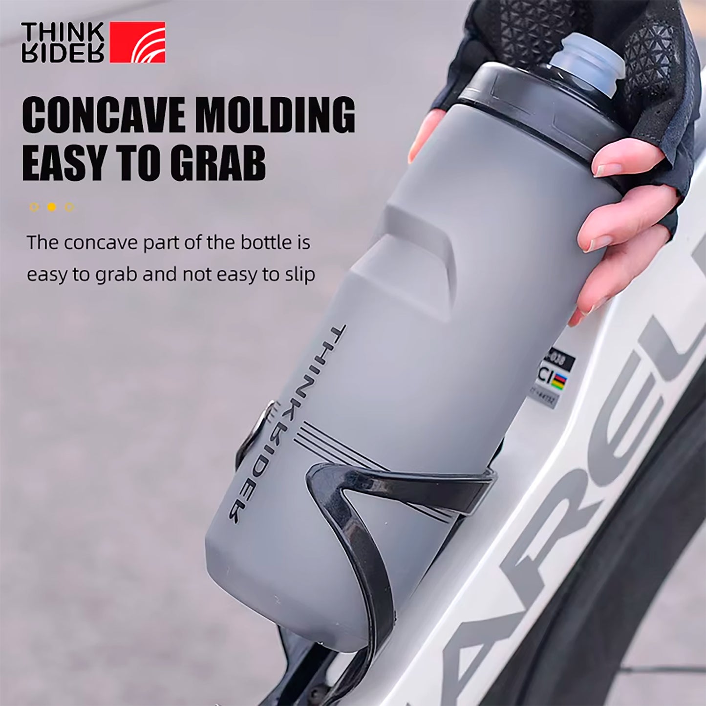 Botella Para Ciclismo Thinkrider 620ml Antideslizante Tapa Con Bloqueo Verde
