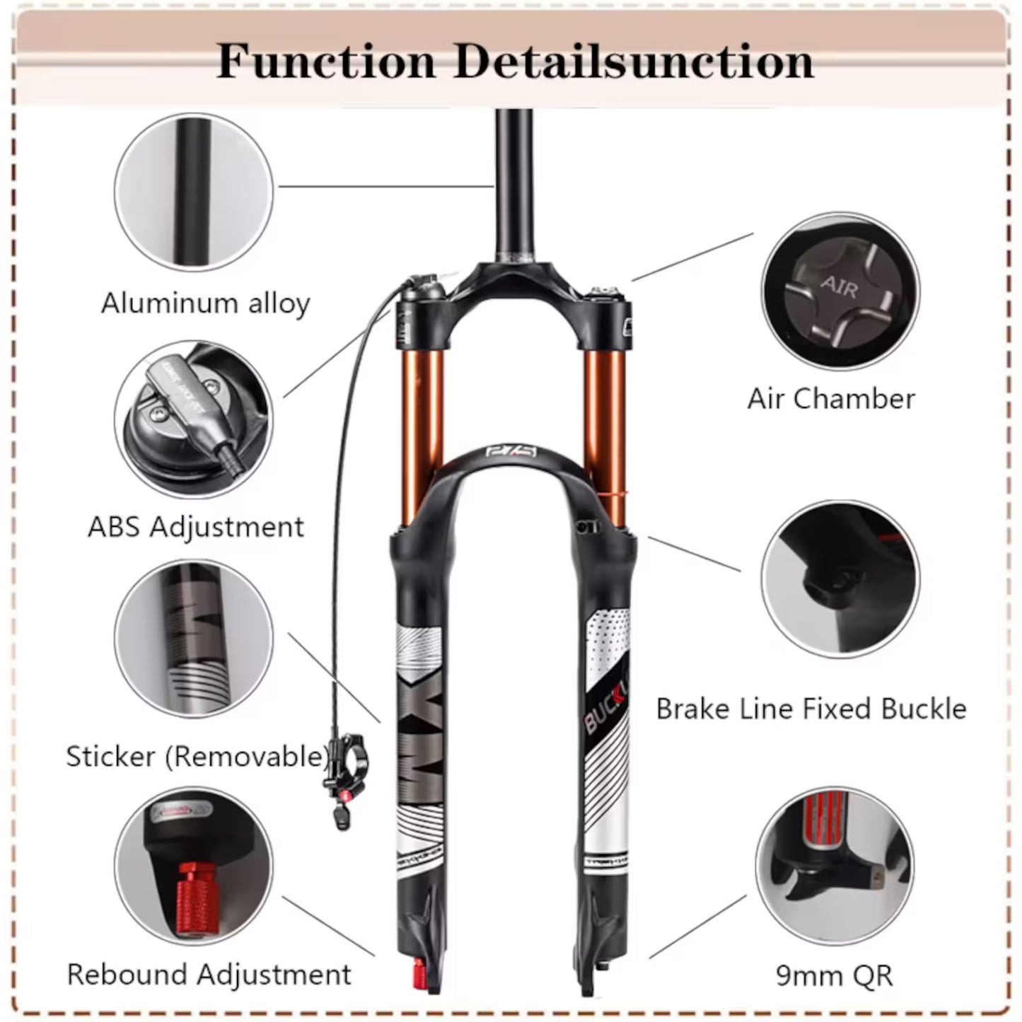 Horquilla Bucklos 29'' Trabuco Recto Bloqueo Remoto