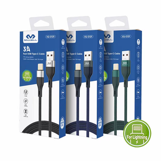 Cable USB a Lightning 1.2m Miccell reforzado carga ràpida