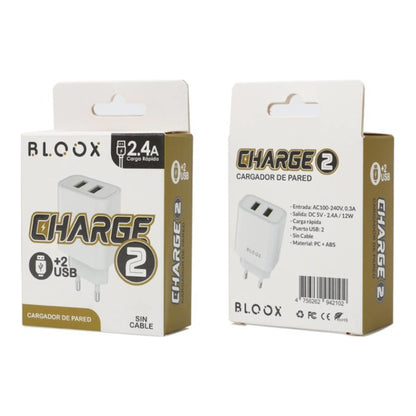 Cargador De Pared Usb Bloox Charge 2 Usb 2.4A