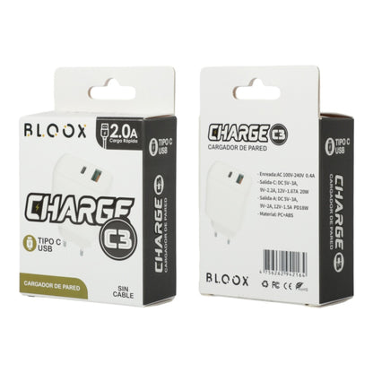 Cargador De Pared Usb Bloox Charge C3 Usb-C Usb-A 3A