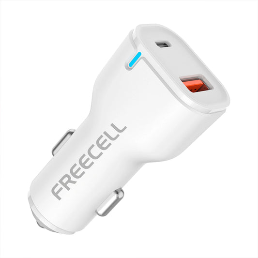 Cargador auto 12V-24V 1.5A - 2,22A USB y C  FREECELL Acrílico