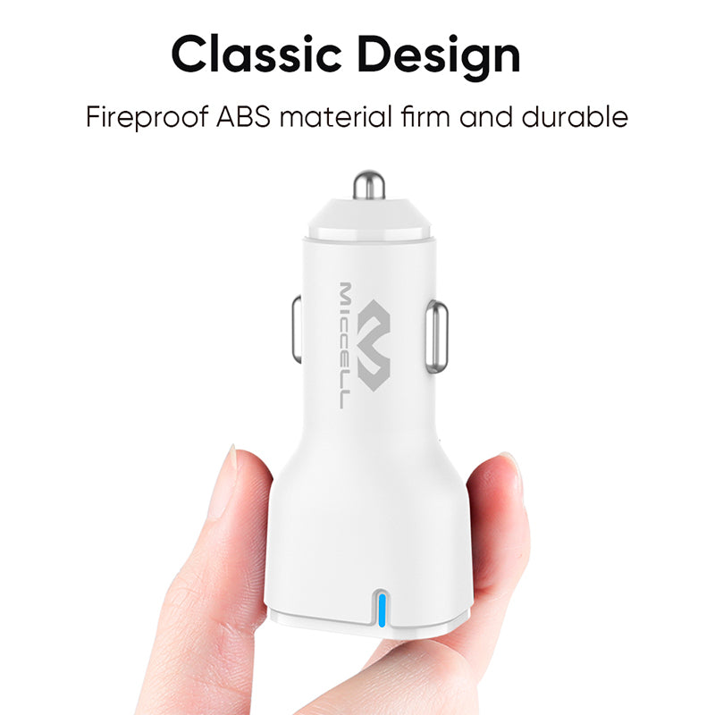 Cargador auto 12V-24V 1.5A - 2,22A USB y C  FREECELL Acrílico