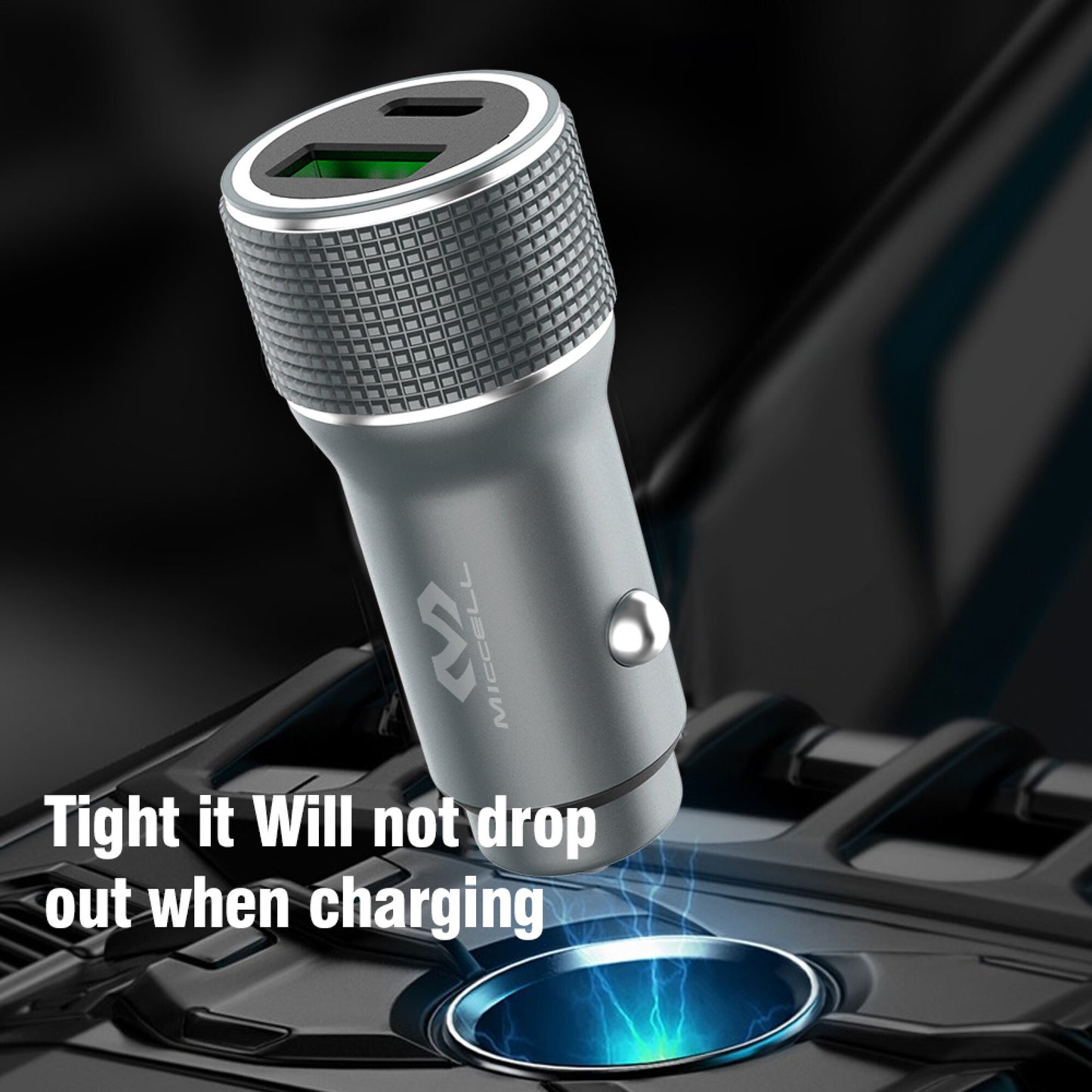 Cargador celular p/ auto FREECELL 12V- 24V 38W USB - USB C