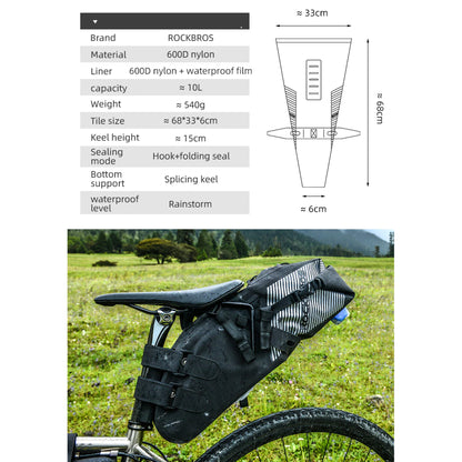 Bolso De Sillín Para Bicicleta Impermeable Rockbros De 10L