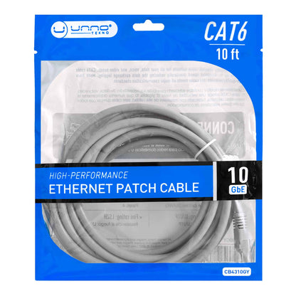 Cable De Conexión Ethernet CAT6 Unno CB4310GY 10FT
