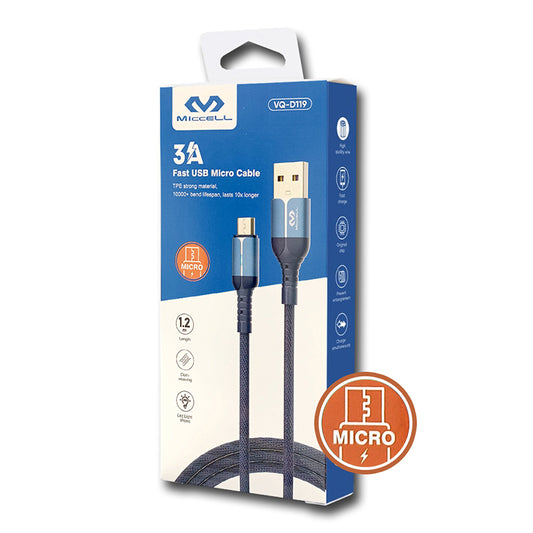 Cable USB a Micro USB 1.2m Miccell reforzado carga ràpida