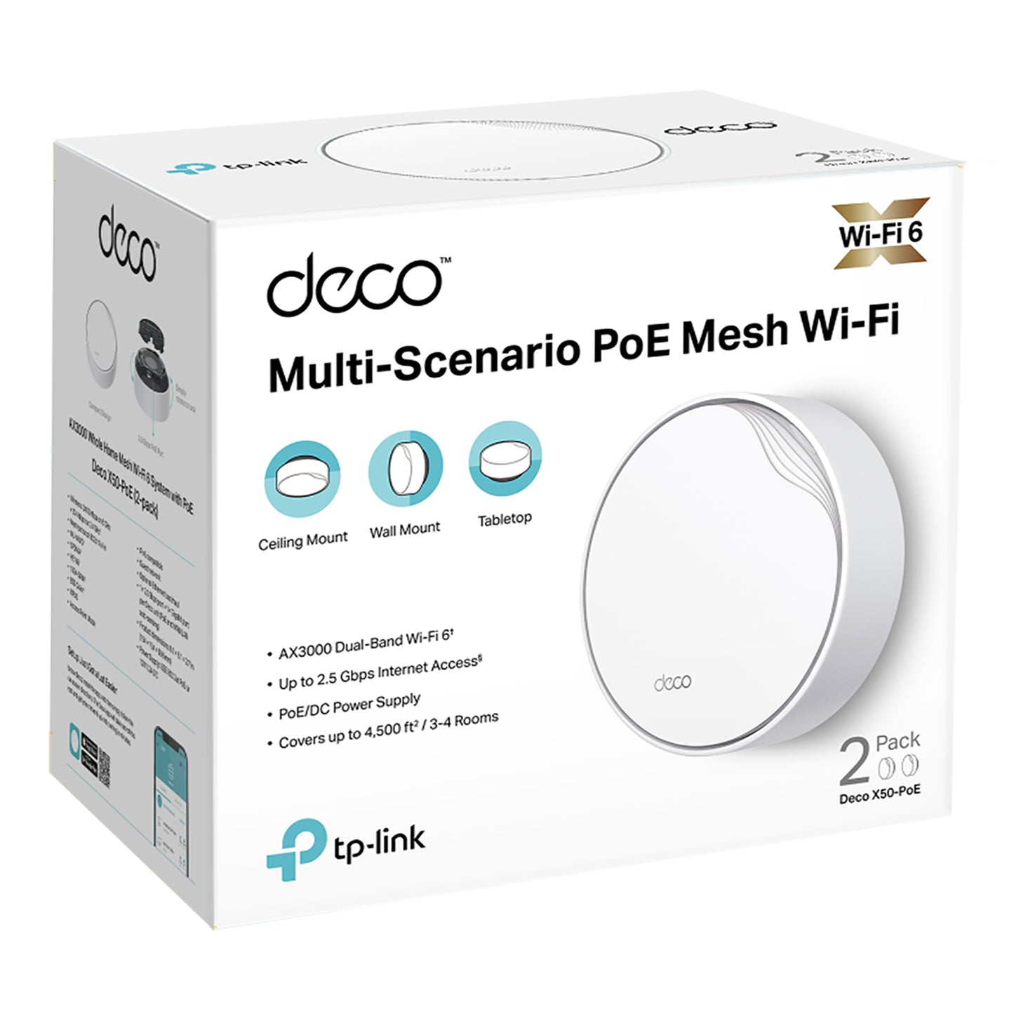 Access Point Tp-Link Deco X50 PoE 2,4ghz/5ghz Ax3000 Pack x2