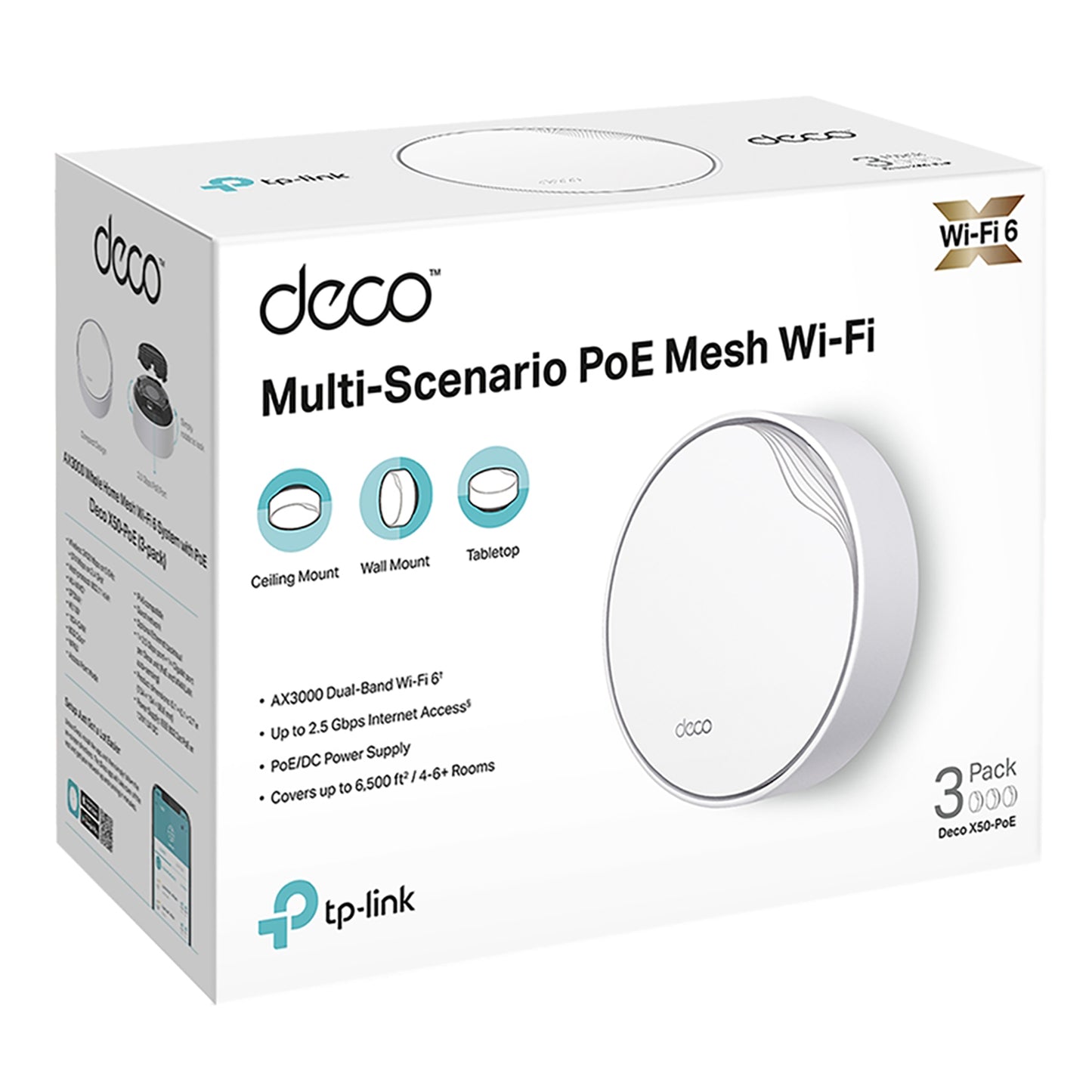 Access Point Tp-Link Deco X50 PoE 2,4ghz/5ghz Ax3000 Pack x3