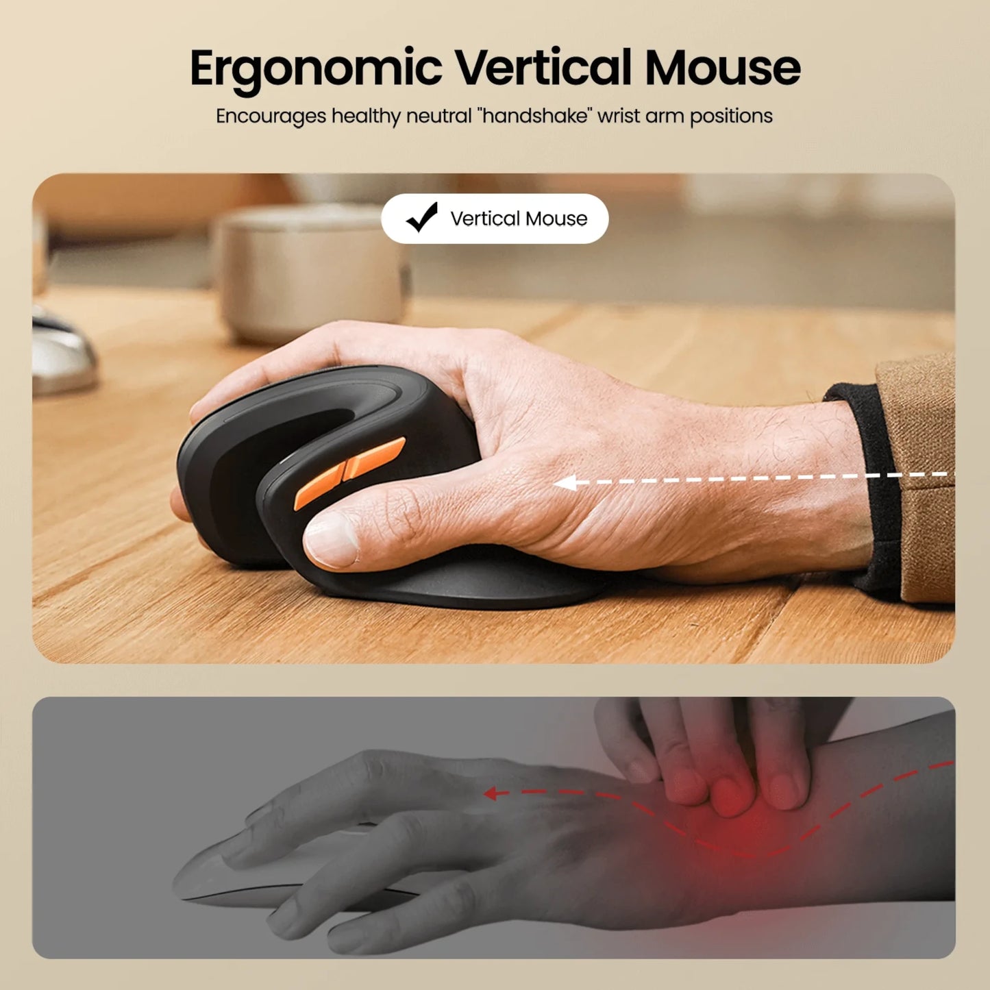 Mouse Diestro Ergonómico Vertical Bluetooth ProtoArc Em11-nl