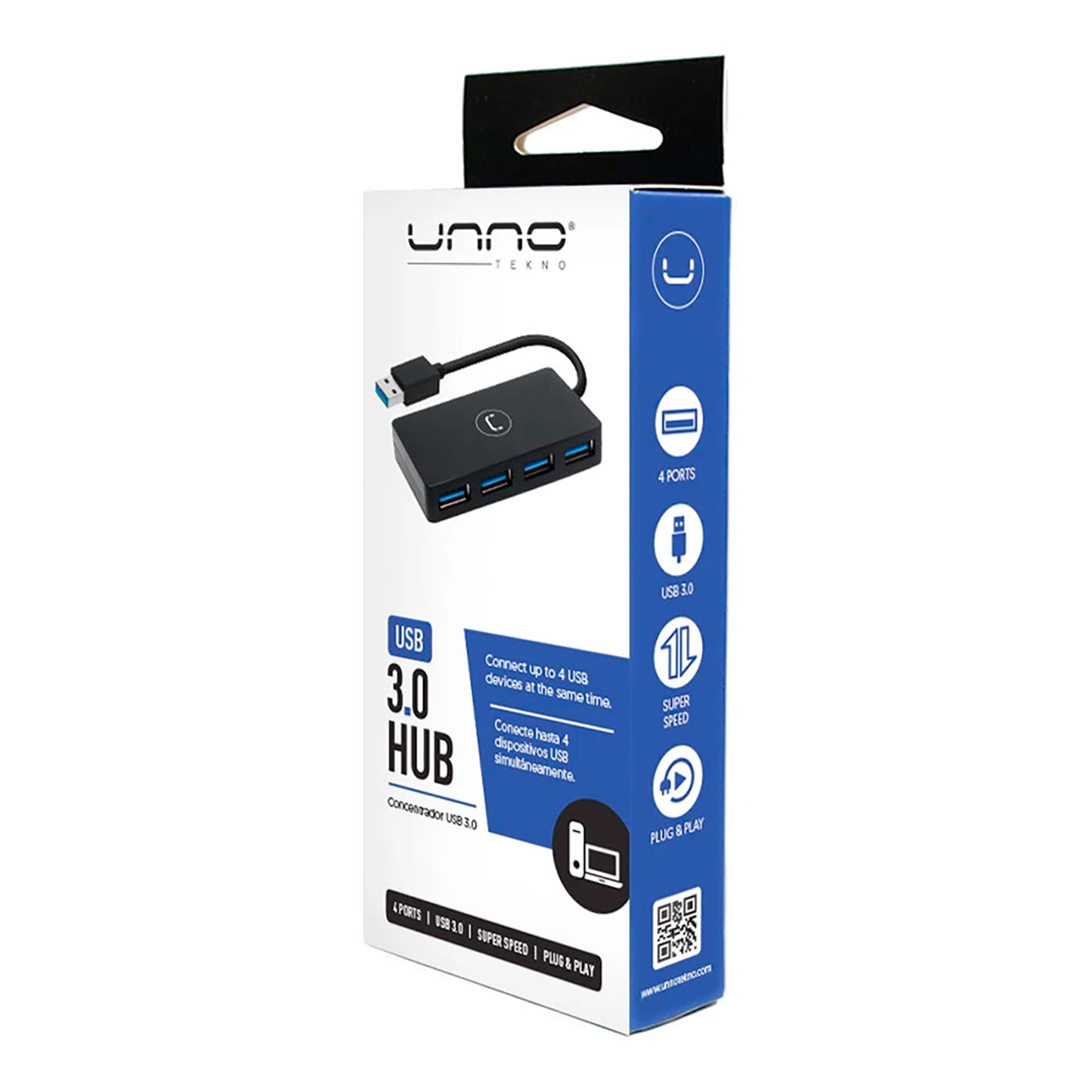 Hub Unno 4 Puertos Usb 5mbps Usb 3.0 Compatible