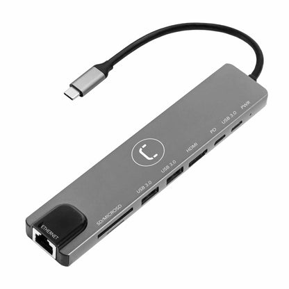 Hub Unno Tipo C 8 en 1 Usb 3.0 Hdmi Ethernet