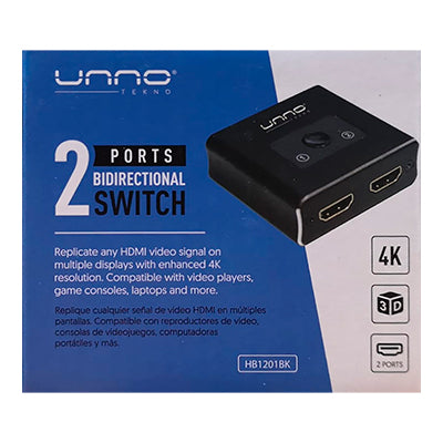 Switch Bidireccional Hdmi Unno Tekno 2 Entradas