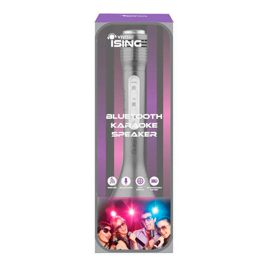 Micrófono Para Karaoke Vivitar Bluetooth Luces Led Lavanda