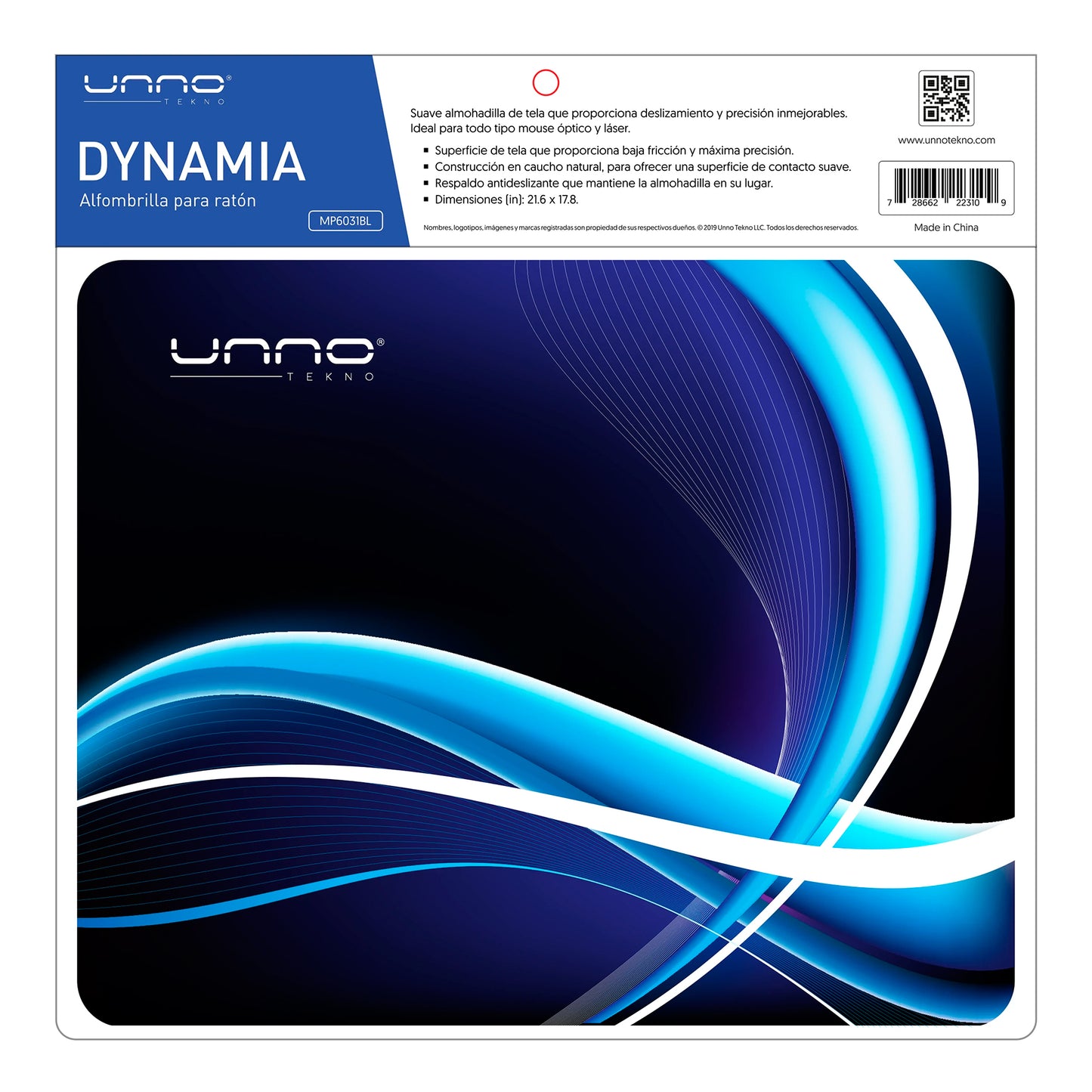 Mousepad Unno Antidelizante 216x178mm Azul