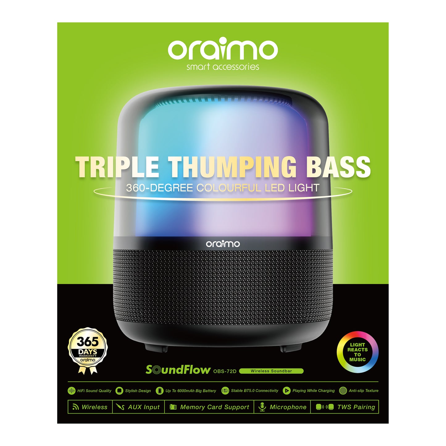 Parlante Inalámbrico Oraimo Soundflow 50w Bluetooth