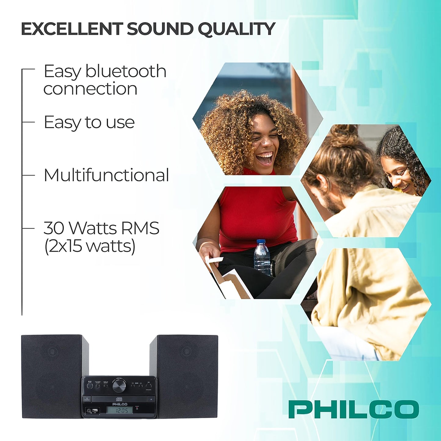 Sistema de Sonido Philco PES3530 BT 30W Estéreo CD-R/RW FM