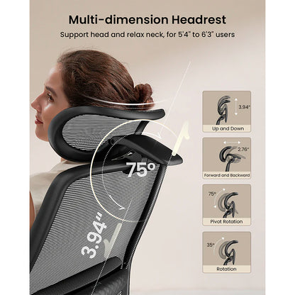 Silla de Escritorio Ergonómica Ajustable 360°/130° ProtoArc Ec200