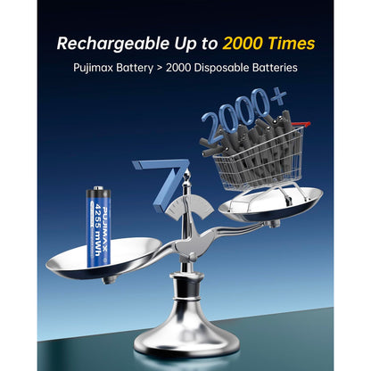 Cargador Pujimax Para 8 Pilas AA + 8 Pilas AA 1,5v Litio 4255mwh