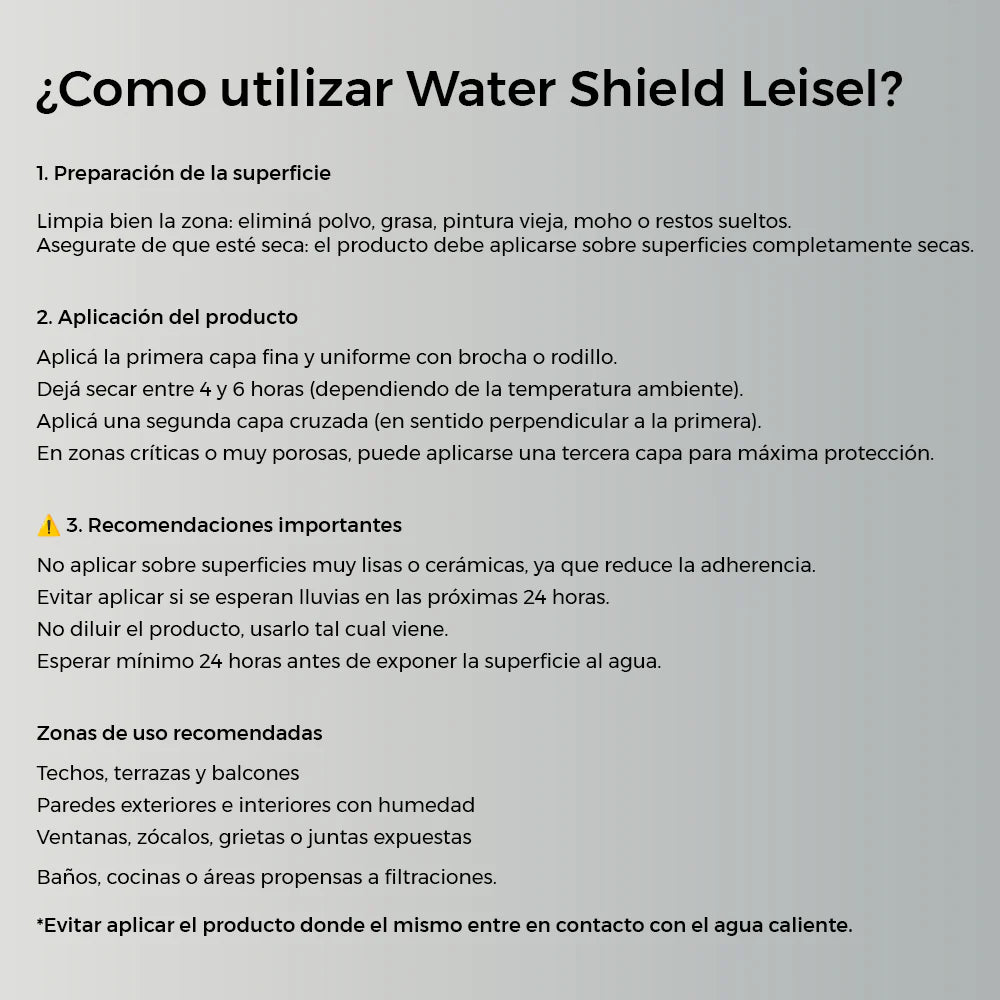 Agente Sellador Impermeable Water Shield Leisel (8 Litros)