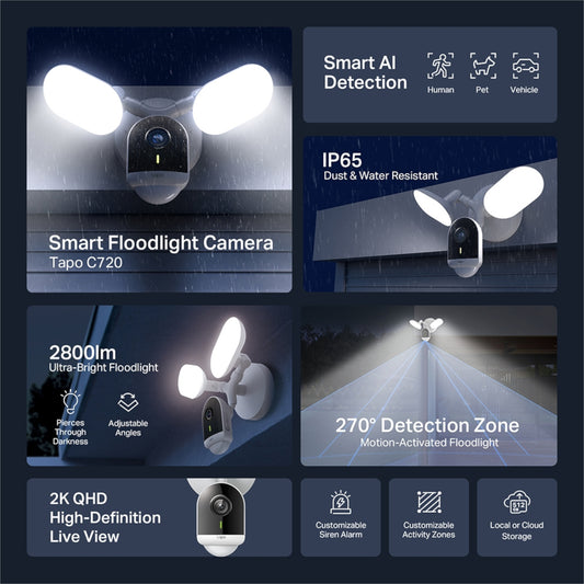 Cámara De Seguridad Tp-Link Tapo C720 Exterior Visión Nocturna 2K Reflector
