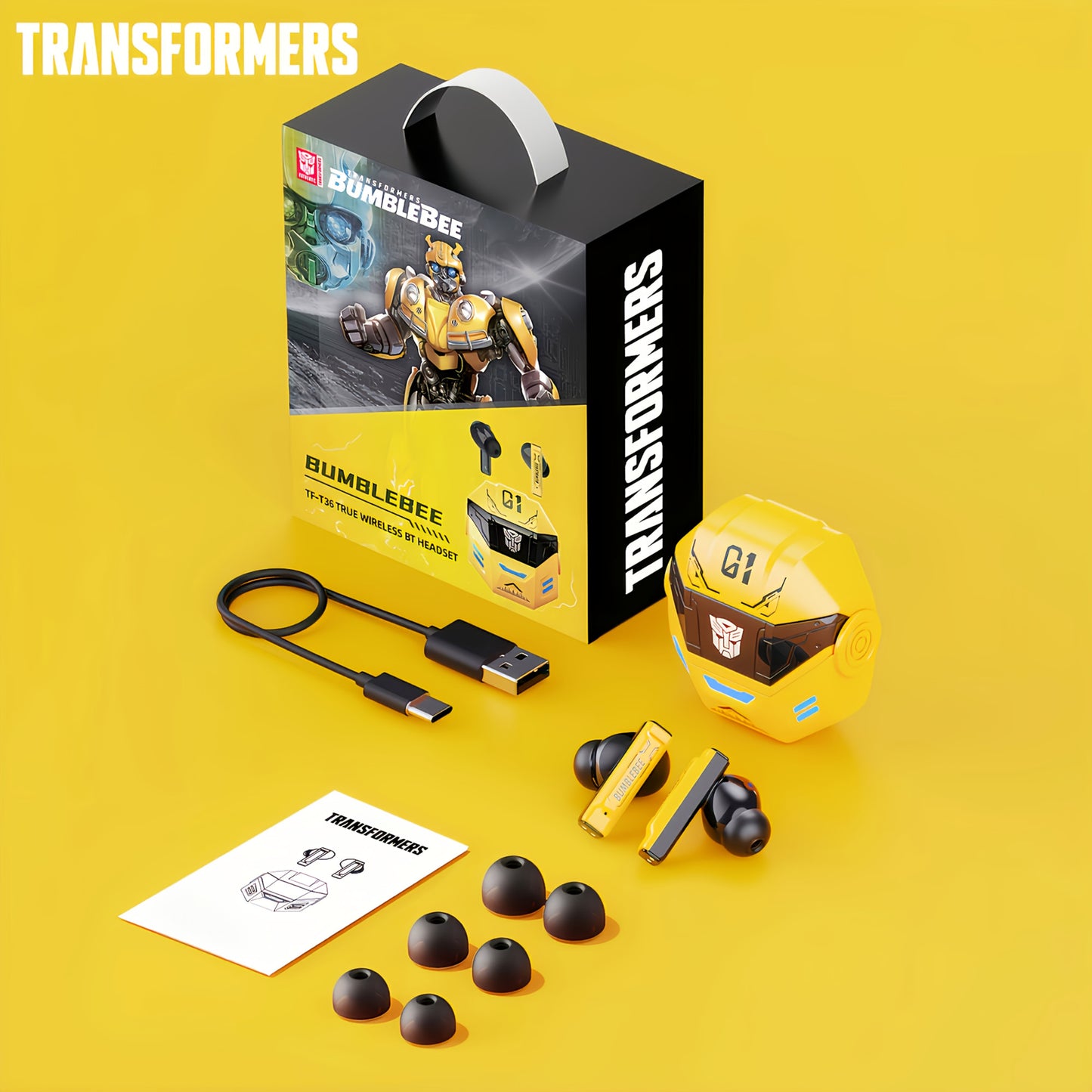 Auriculares Gaming Inalámbricos Bt Transformers TF-T36 10mm Amarillo