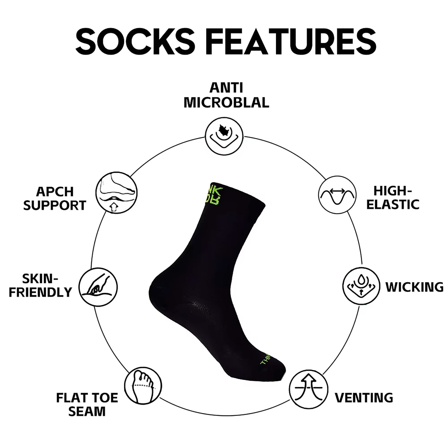 Medias Para Ciclismo Thinkrider Respirables Arco Y Talón Reforzados