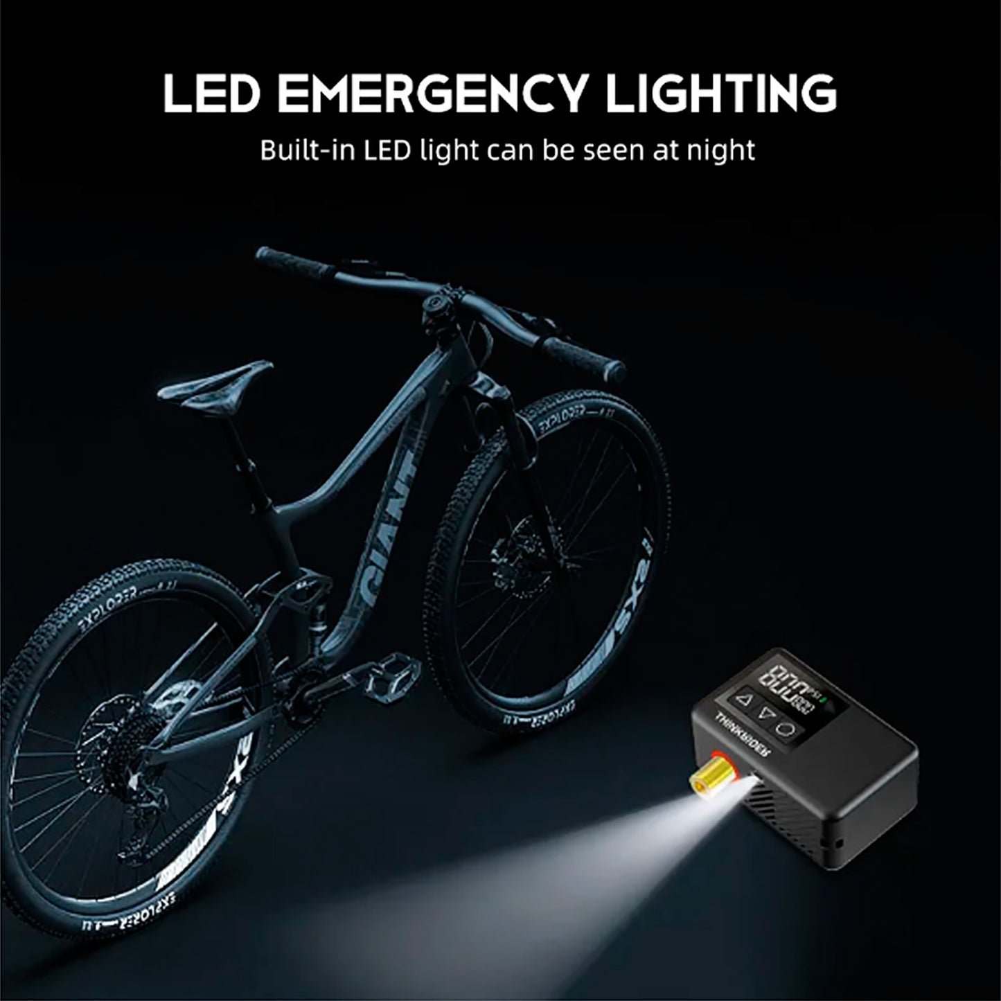 Mini Inflador Digital Para Bicicleta Thinkrider 120psi Con Luz Led