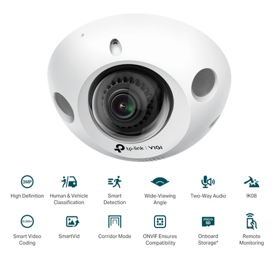 Cámara Seguridad Ext Tp-Link Vigi C230I Mini Color Día Noche 2K 3mp