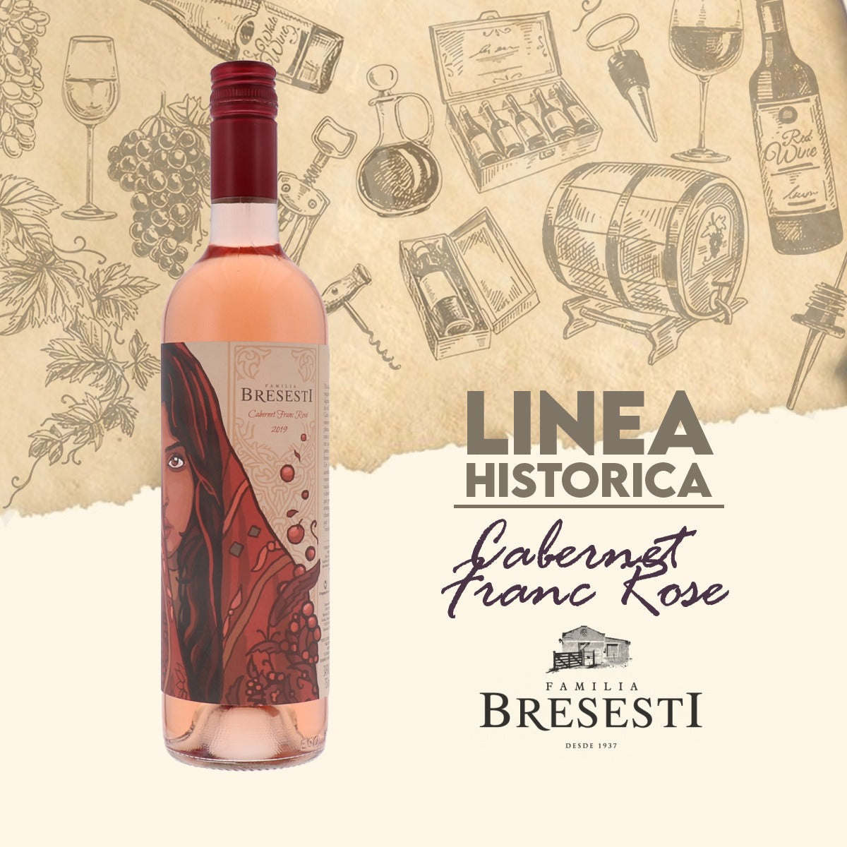 Vino Línea Histórica Bresesti Cabernet Franc Rosé 750cc