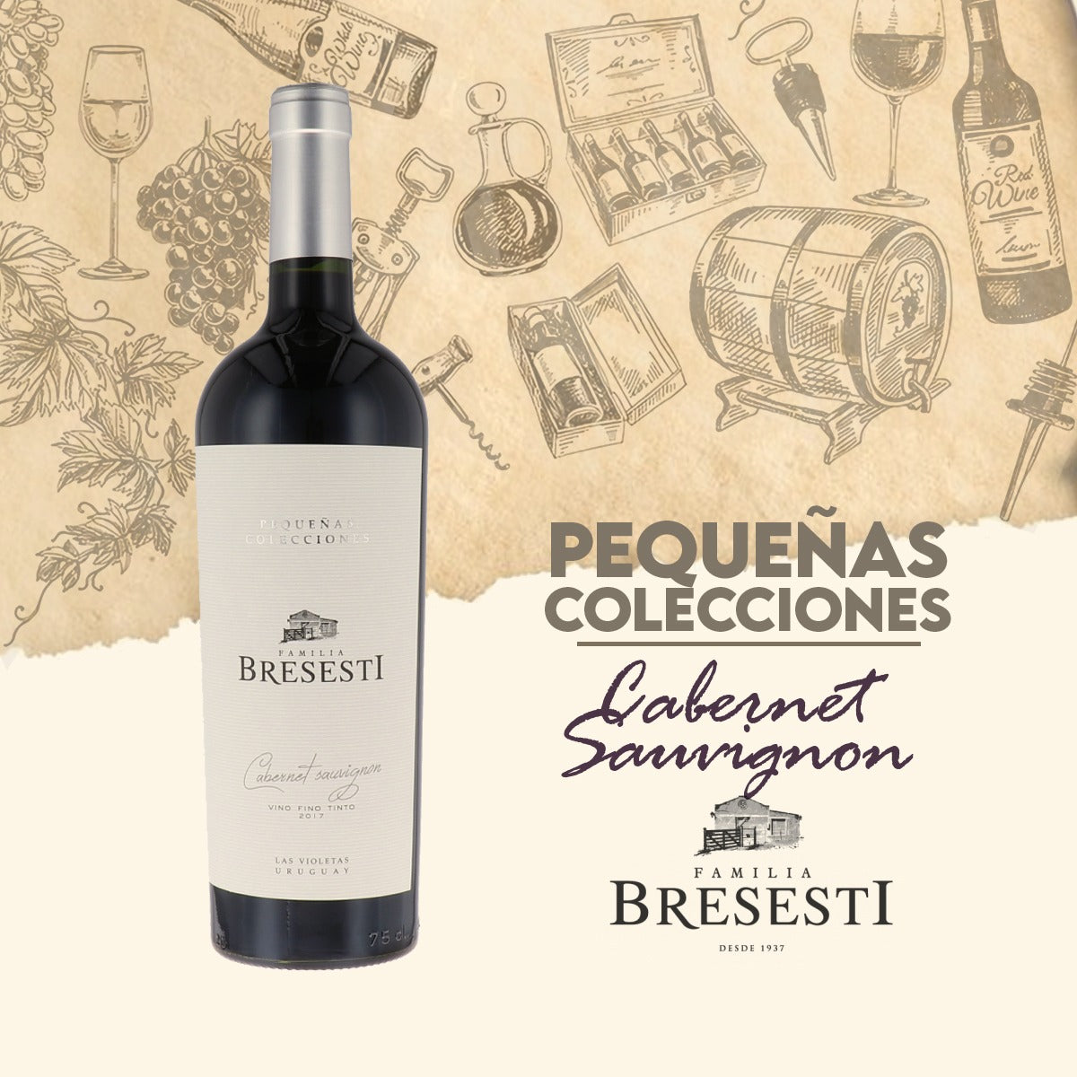 Vino Pequeñas Colecciones Bresesti Cabernet Sauvignon 750cc
